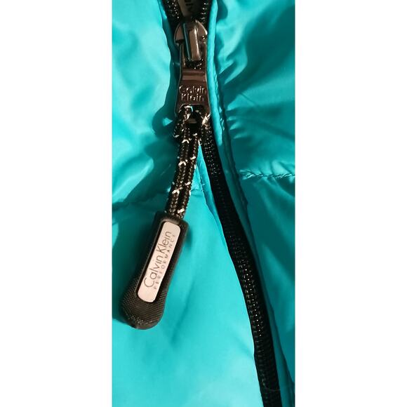 Calvin Klein Puffer Vest Teal Green Wind Resistant MP3 Player Pocket Size S - Picture 11 of 12